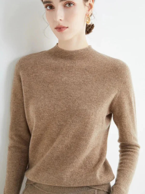 Dames Pullover Trui – Wolmix – Standaard pasvorm – Lange Mouwen – Geribde Halslijn