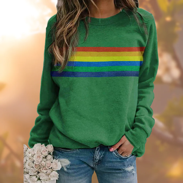 Dames trui – Relaxed fit – Zachte knit – Ronde hals – Gestreept casual model