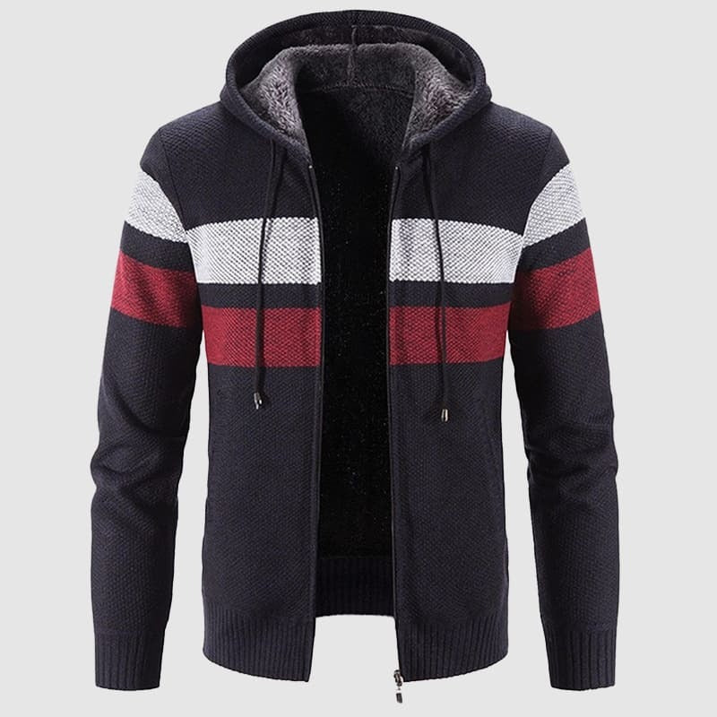 Heren hooded jas – Regular tot slim fit – Gebreide structuur – Zachte voering – Ritssluiting