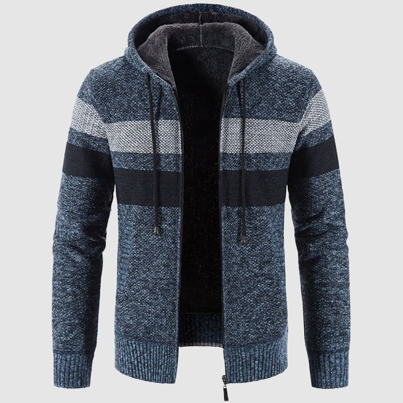 Heren hooded jas – Regular tot slim fit – Gebreide structuur – Zachte voering – Ritssluiting