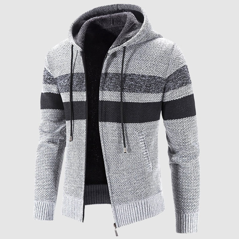Heren hooded jas – Regular tot slim fit – Gebreide structuur – Zachte voering – Ritssluiting