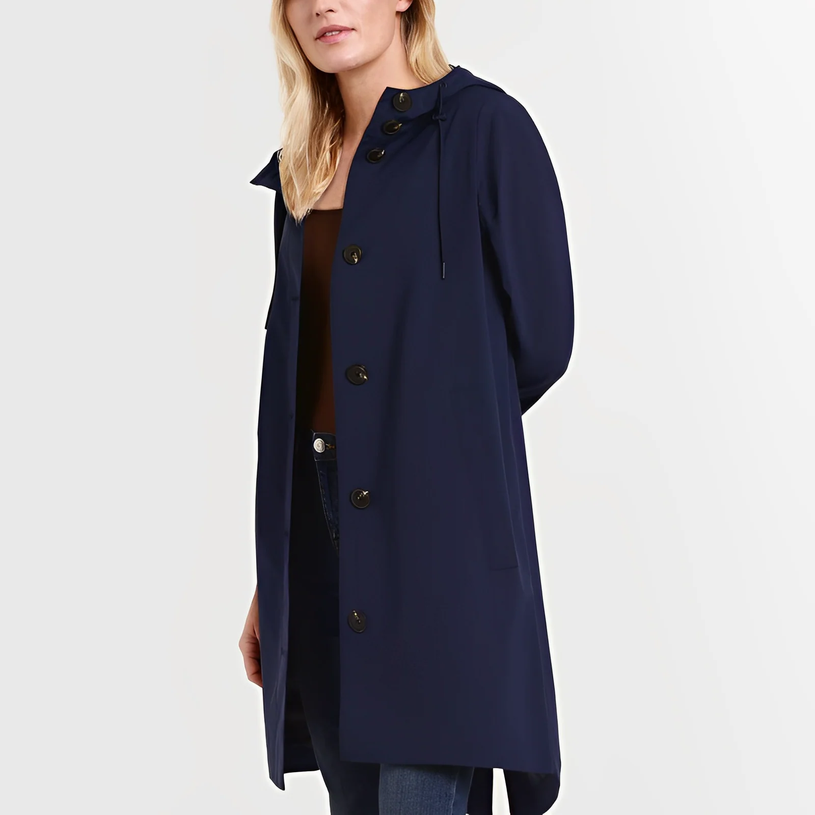 Damesmantel – Relaxte Pasvorm – Knoopsluiting – Capuchon – Lichtgewicht Casual Model
