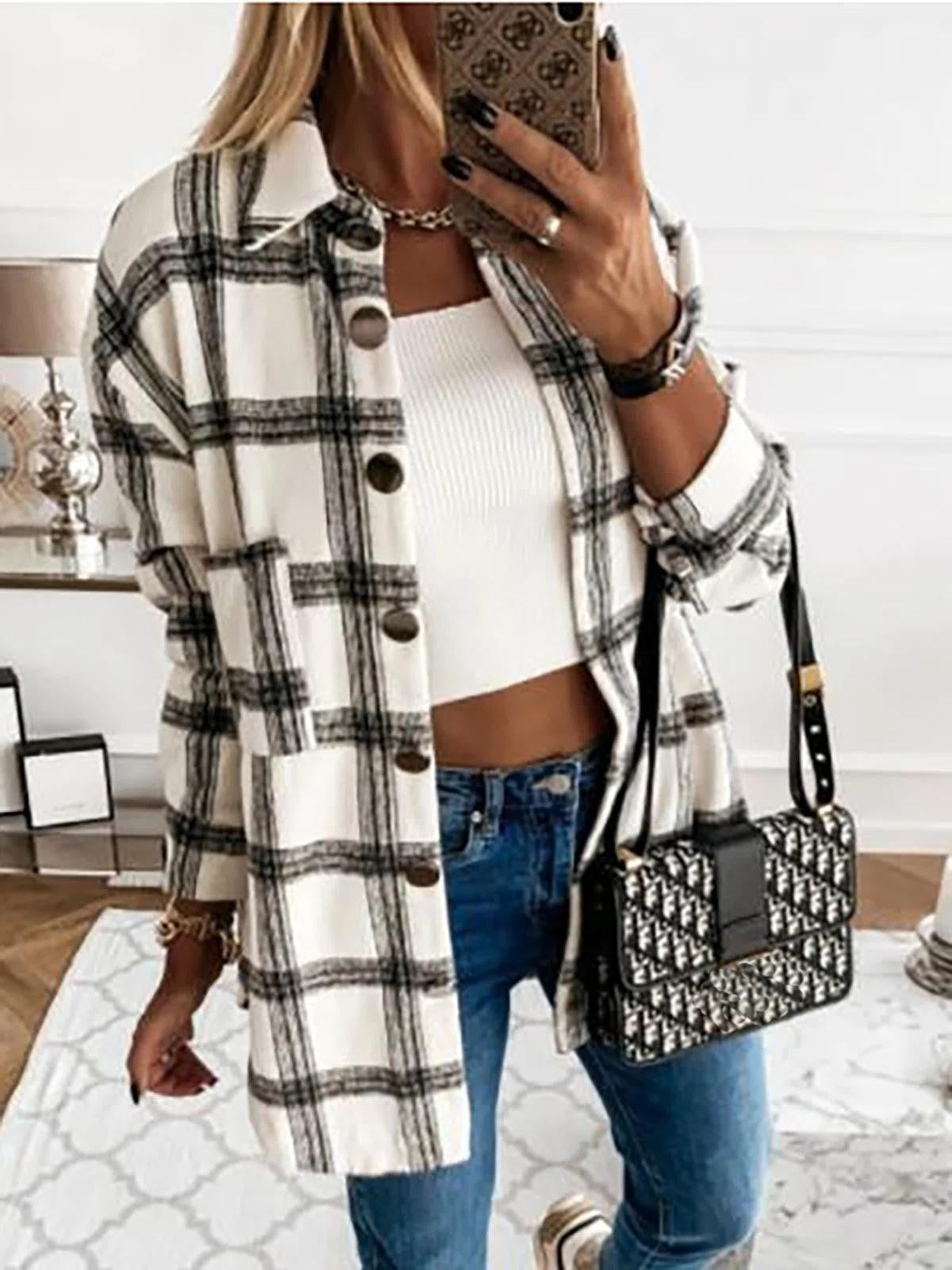 Damescardigan – Oversized pasvorm – Ruitpatroon – Knoopsluiting – Zacht katoen gevoel