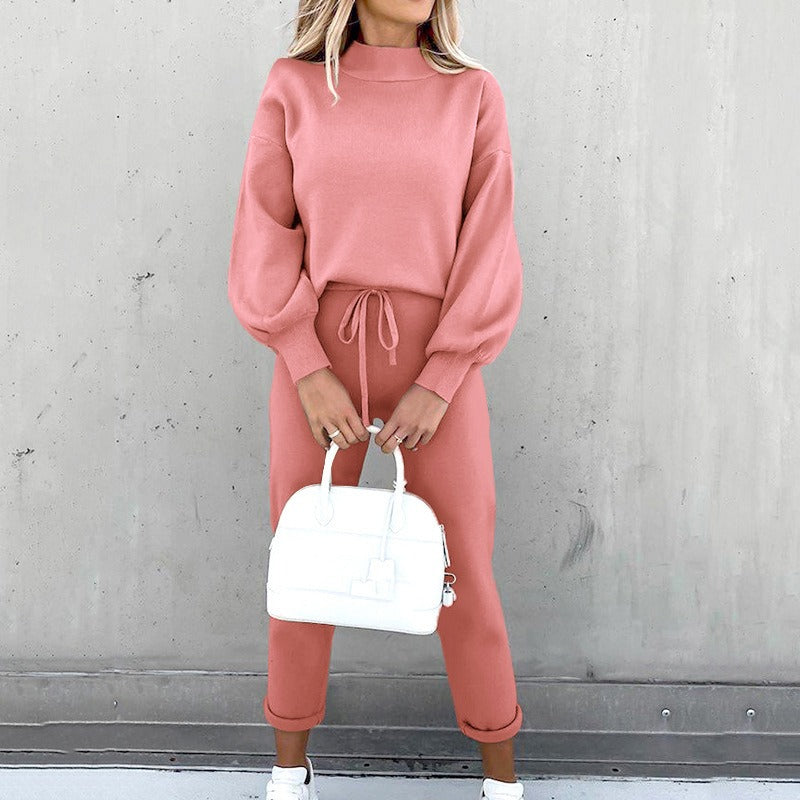 Dames Loungewear Set – Relaxte Pasvorm – Zachte Gebreide Stof – Joggingbroek met Cuffs