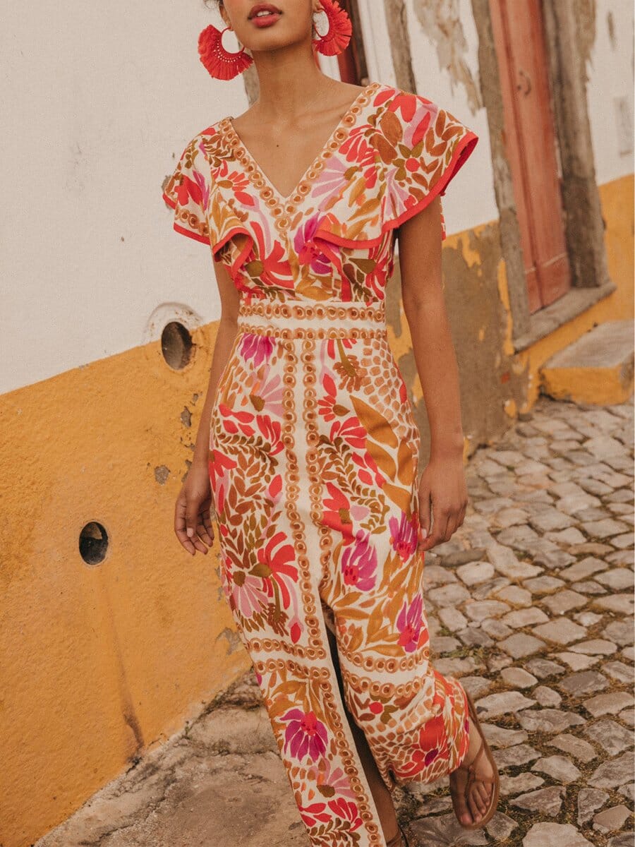 Olivia Kleurrijke Maxi Jurk