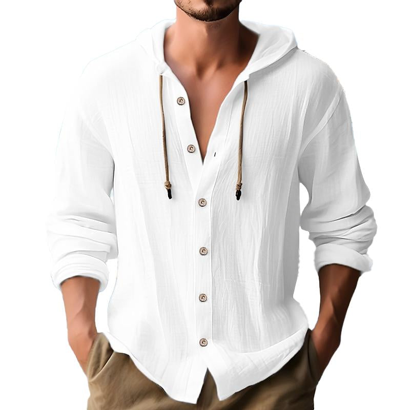 Effen hoodie met lange mouwen en knoopsluiting voor heren