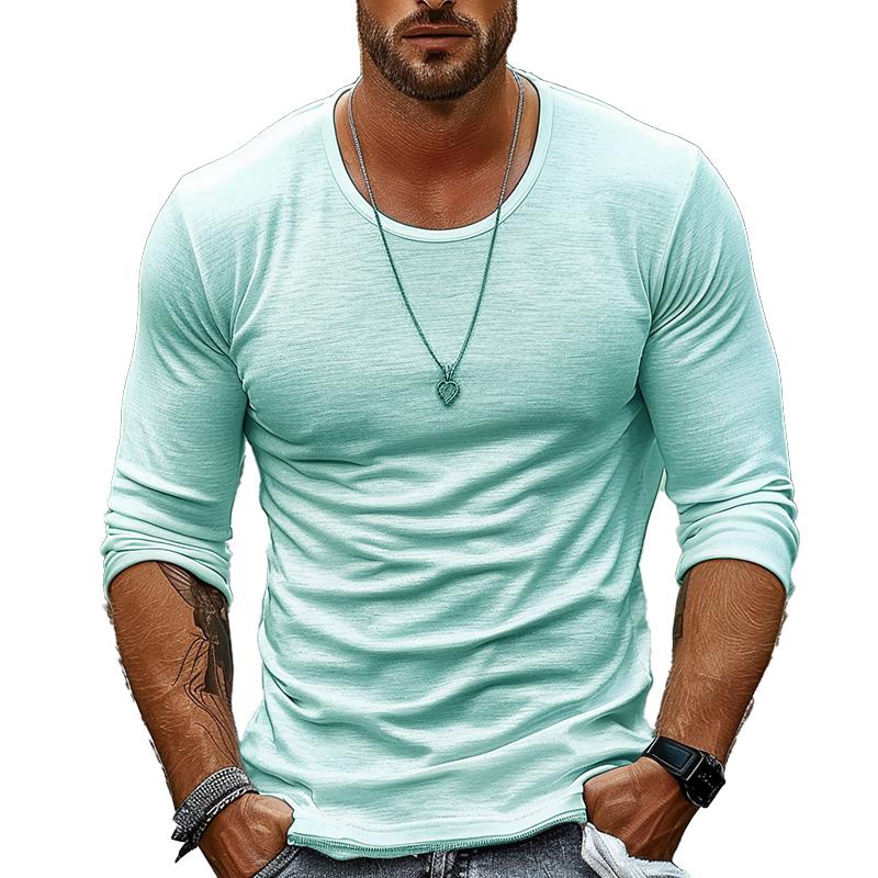 Casual Heren T-Shirt met Lange Mouwen en Ronde Hals voor heren