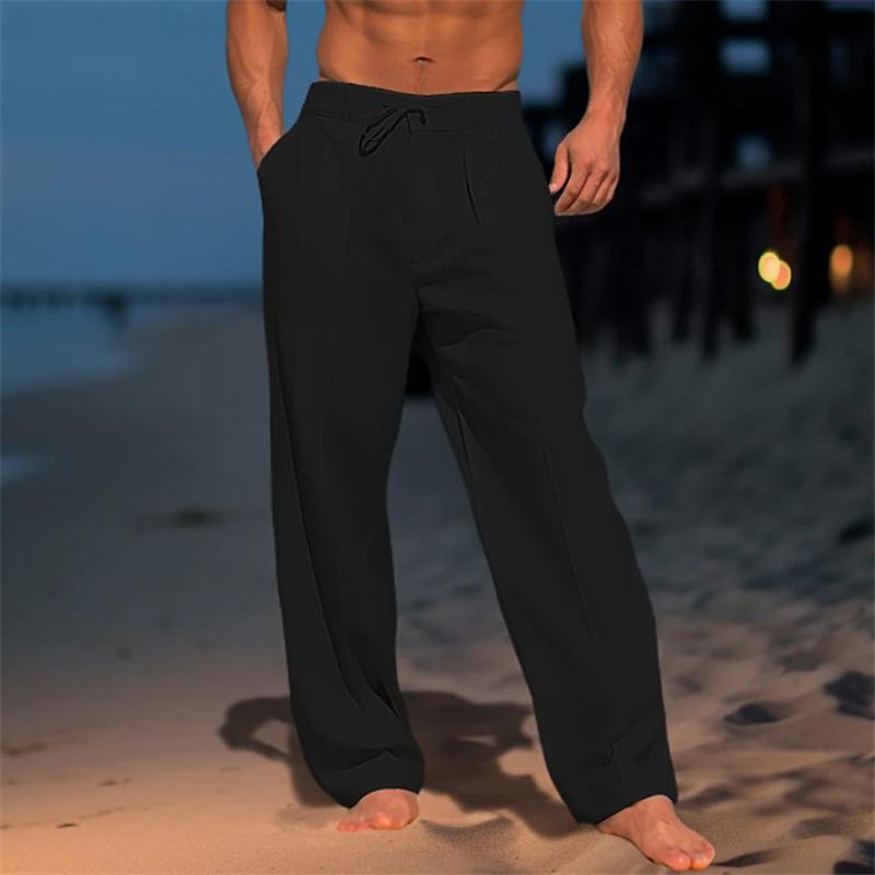 Effen linnen broek voor heren