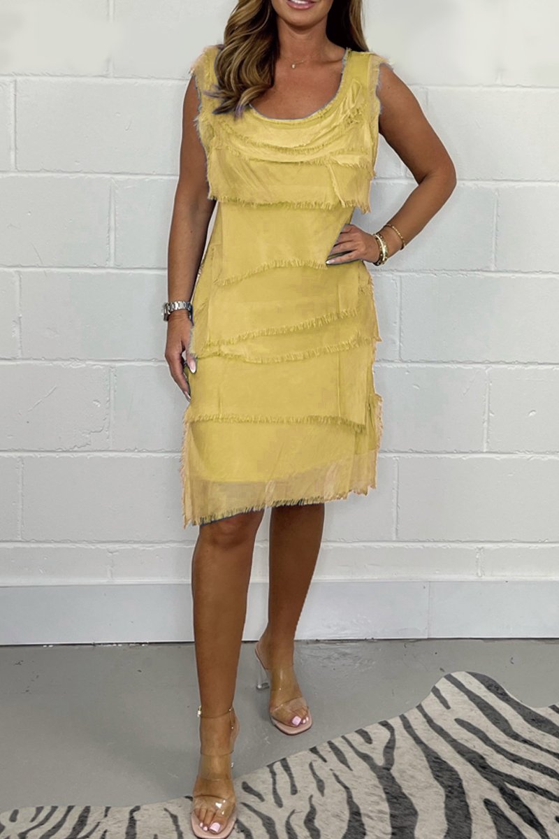 Chique Chiffon Jurk met Vrouwelijke Snit voor dames