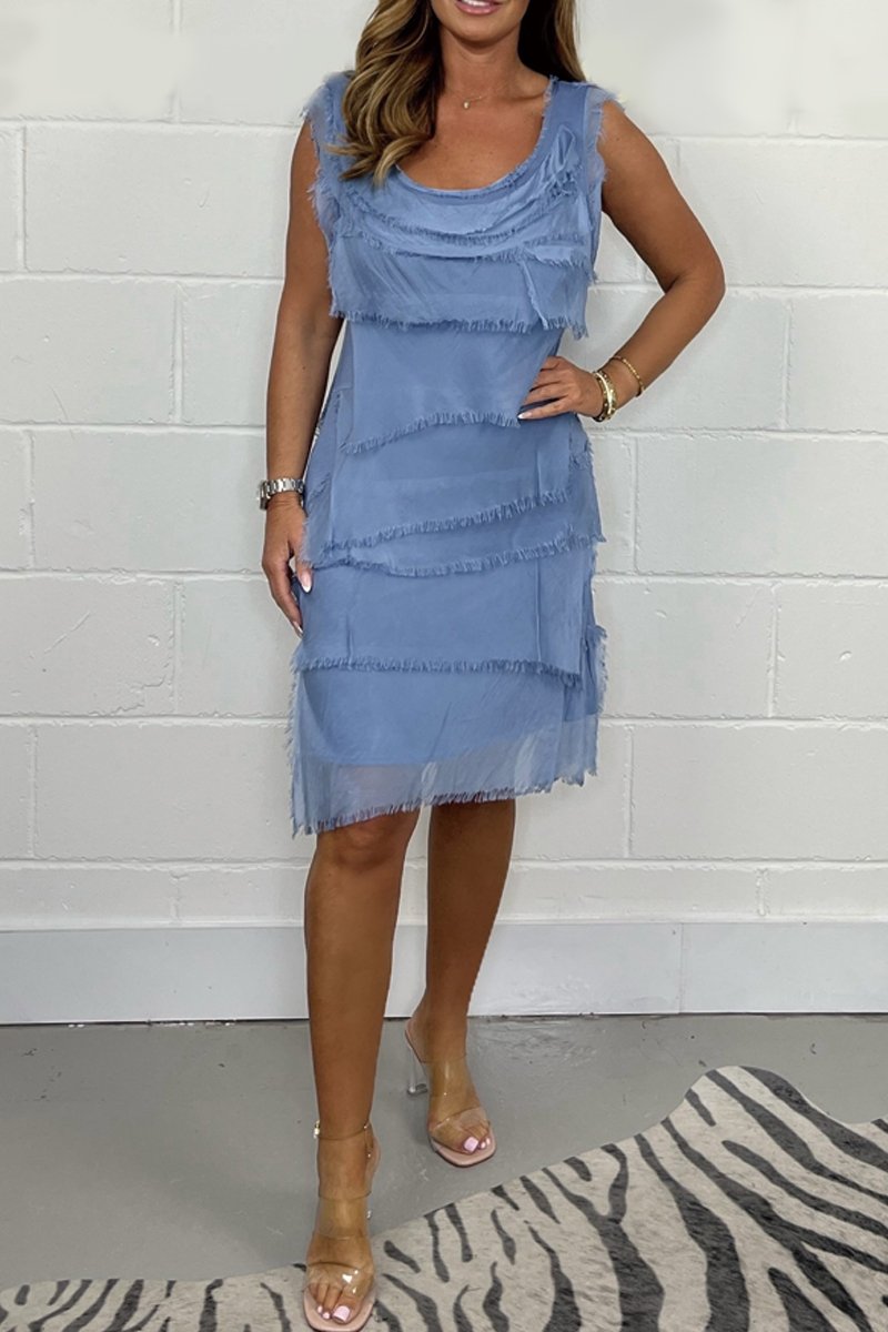 Chique Chiffon Jurk met Vrouwelijke Snit voor dames