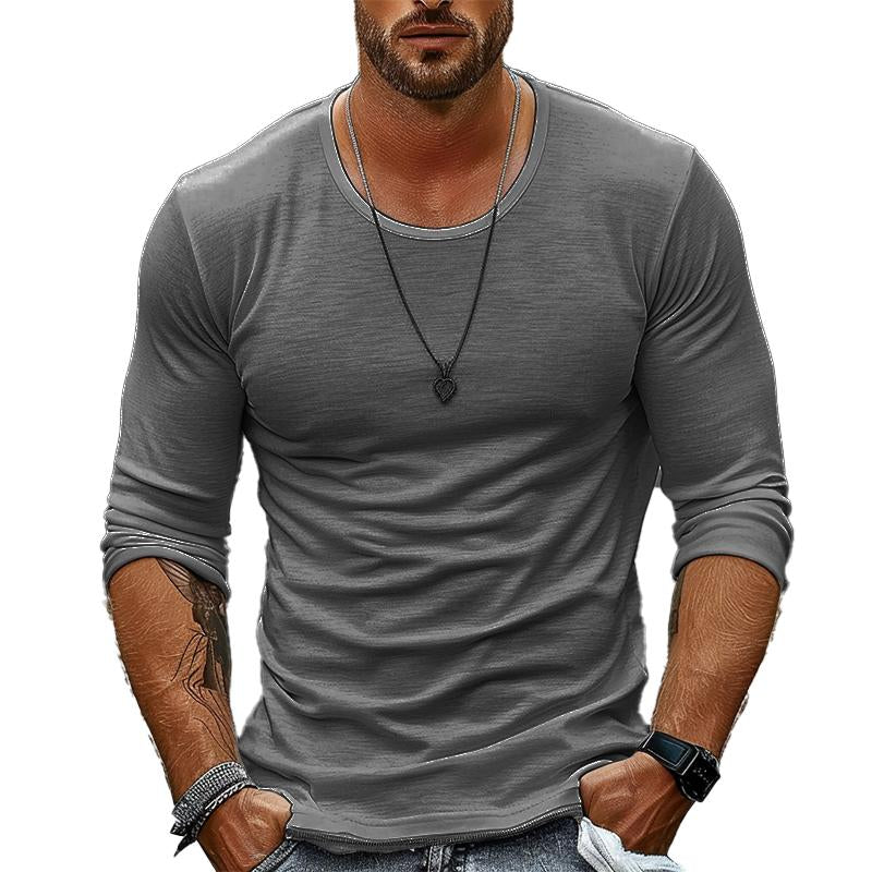 Casual Heren T-Shirt met Lange Mouwen en Ronde Hals voor heren