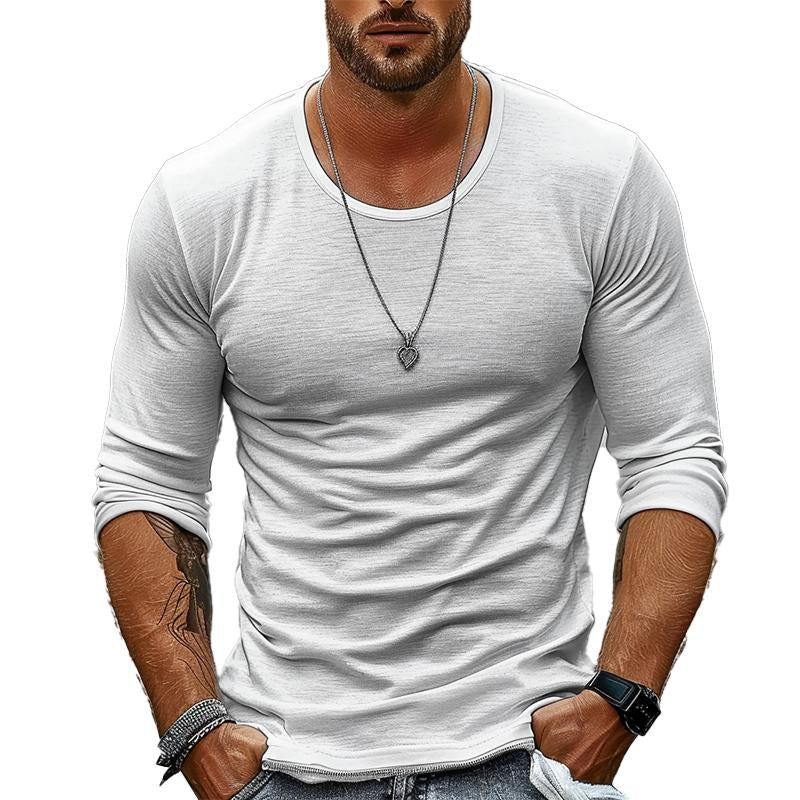 Casual Heren T-Shirt met Lange Mouwen en Ronde Hals voor heren
