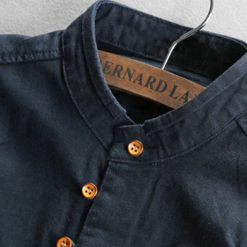 Stijlvolle Heren Slim Fit Shirt met Hoge Kraag en Lange Mouwen