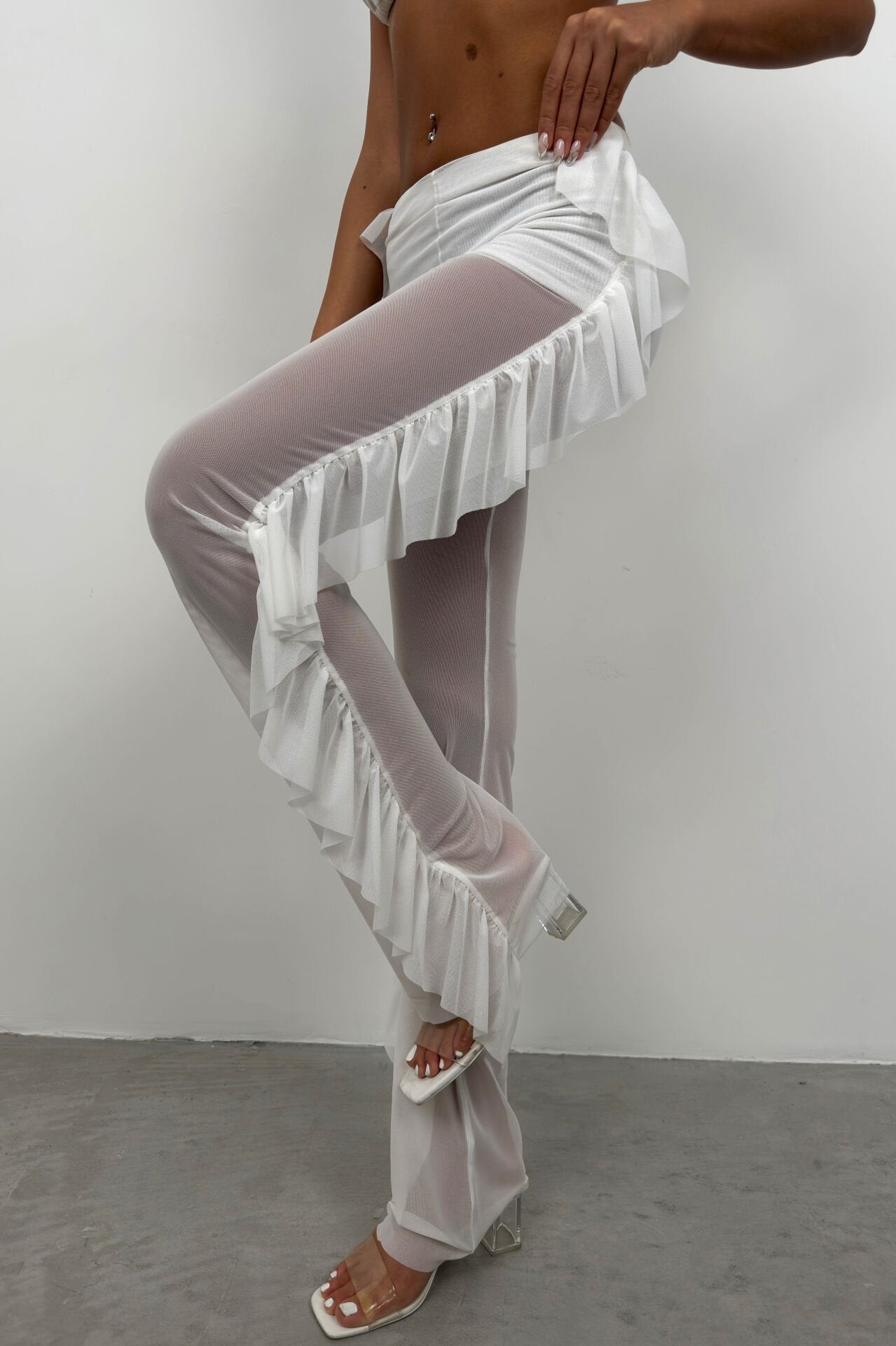Gelaagde Transparante Witte Broek