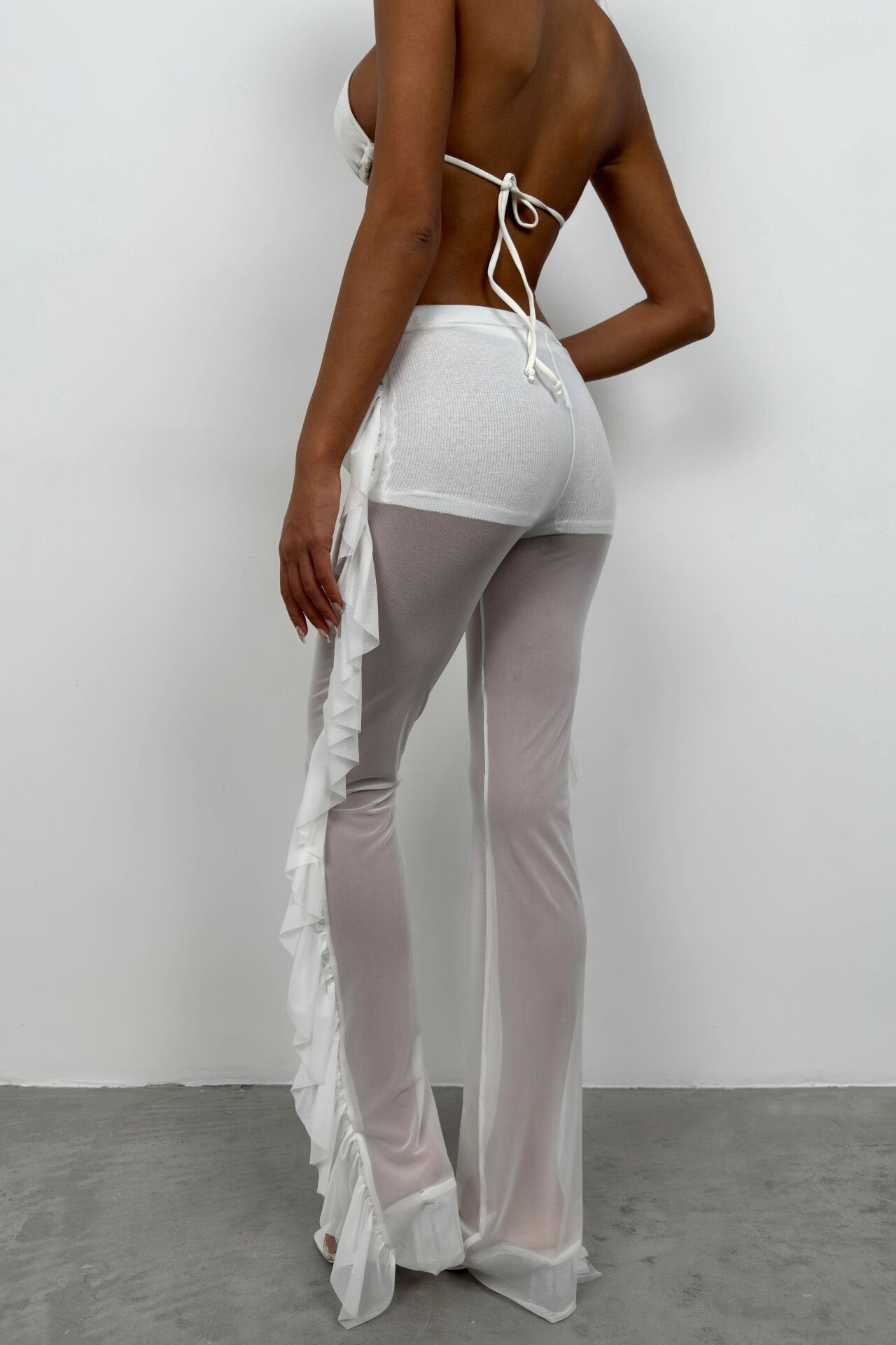 Gelaagde Transparante Witte Broek