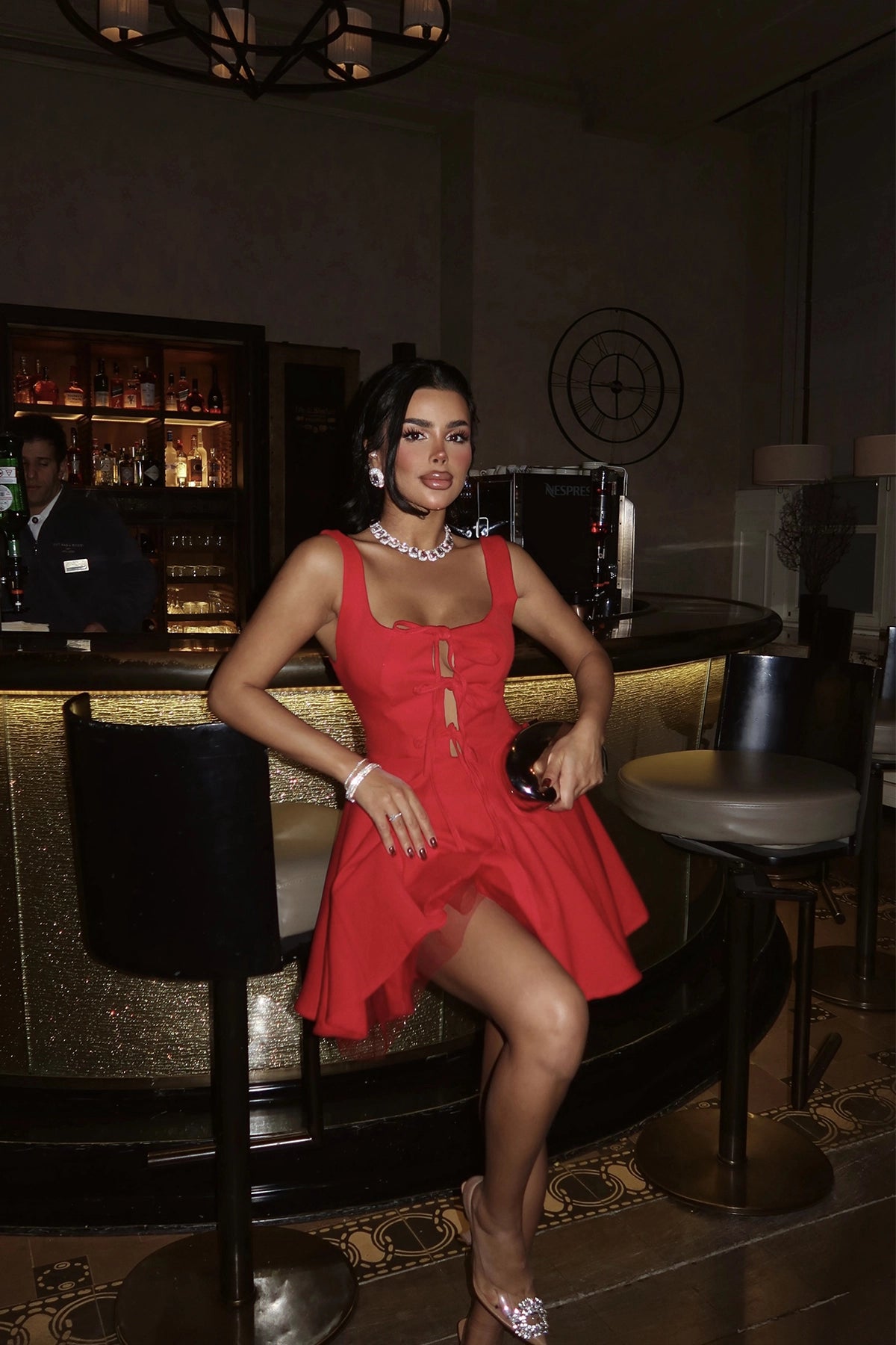 Rode Jurk met Elegante Open Rug