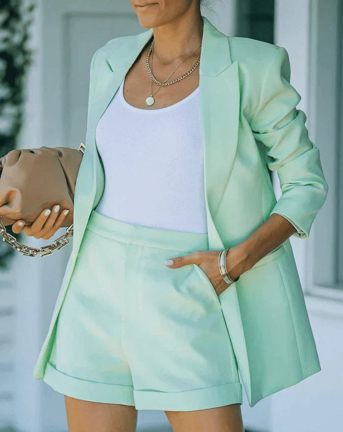 Stijlvolle Dames Blazer & Shorts Set – Moeiteloze Zomerlook