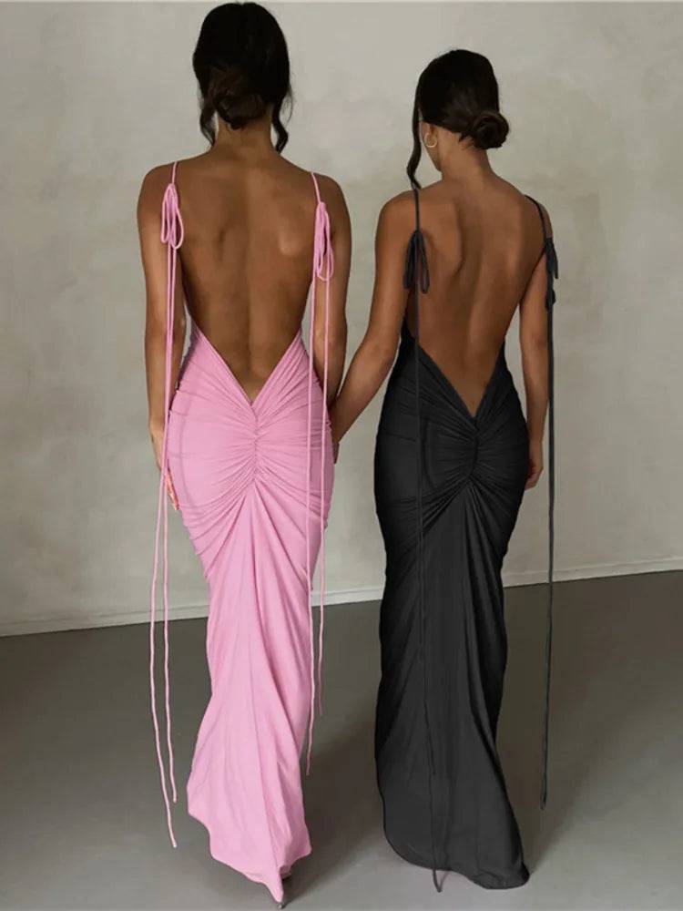 Blossom String Gerimpelde Maxi Jurk voor Dames