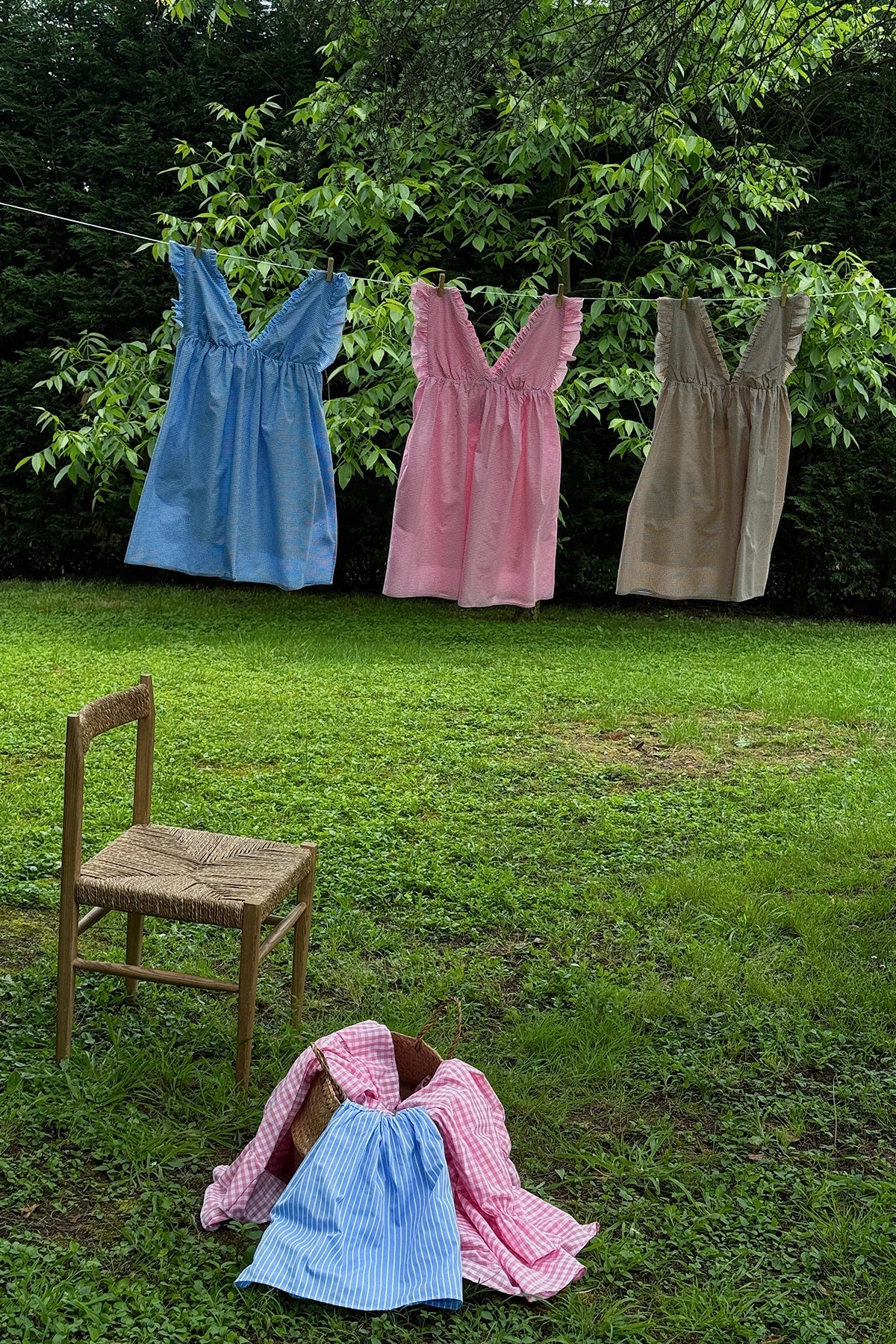 Blauw Laura Gingham Dubbel Pak