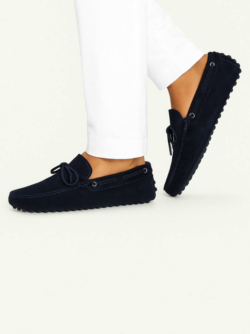 Marineblauwe Mocassin Loafers van Katoen voor Heren