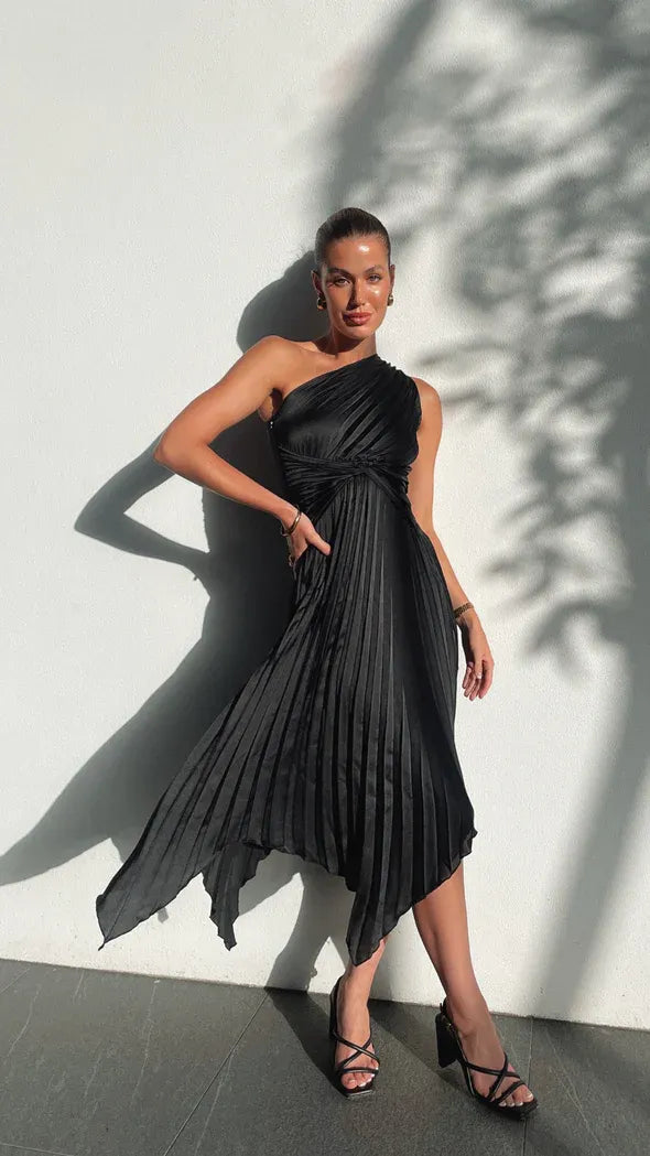 Verfijnde Dames One-Shoulder Jurk