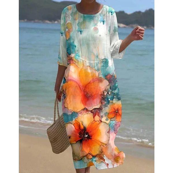 Vrouwelijke Maxi Jurk met Bloemenprint en Subtiele Buikbedekking