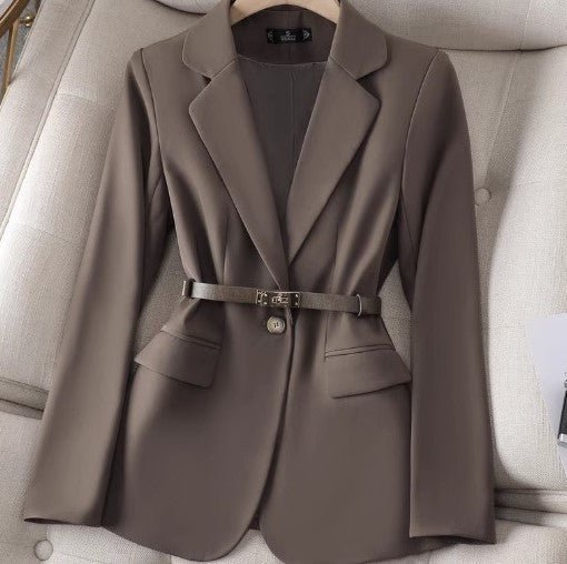 Dames Blazer – Getailleerde Pasvorm – Ceintuur – Lange Mouw – Zakelijk Formeel