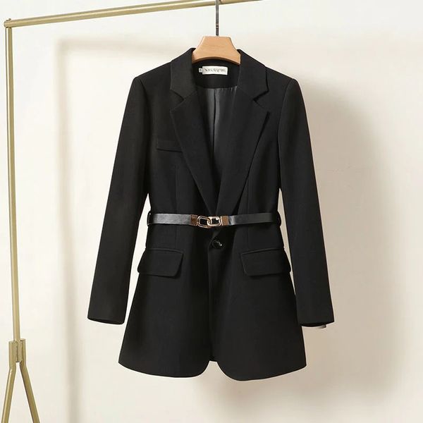 Dames Blazer – Getailleerde Pasvorm – Ceintuur – Lange Mouw – Zakelijk Formeel