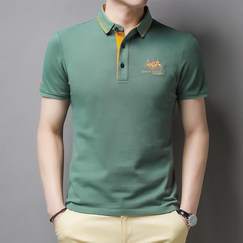 Heren Casual Korte Mouw Poloshirt met Knopen