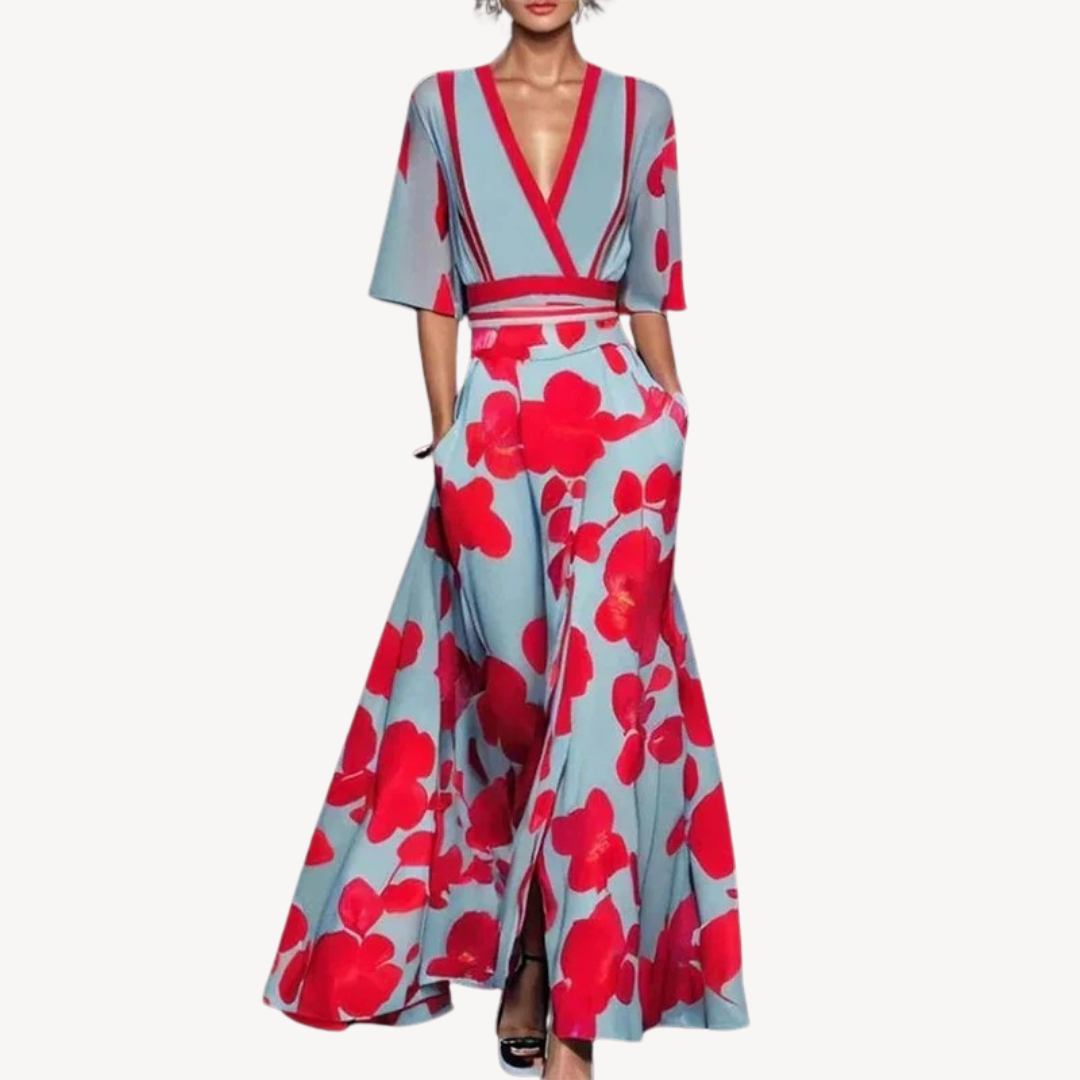 Dames Katoenen Maxi Jurk met Bloemenprint – Elegant en Comfortabel
