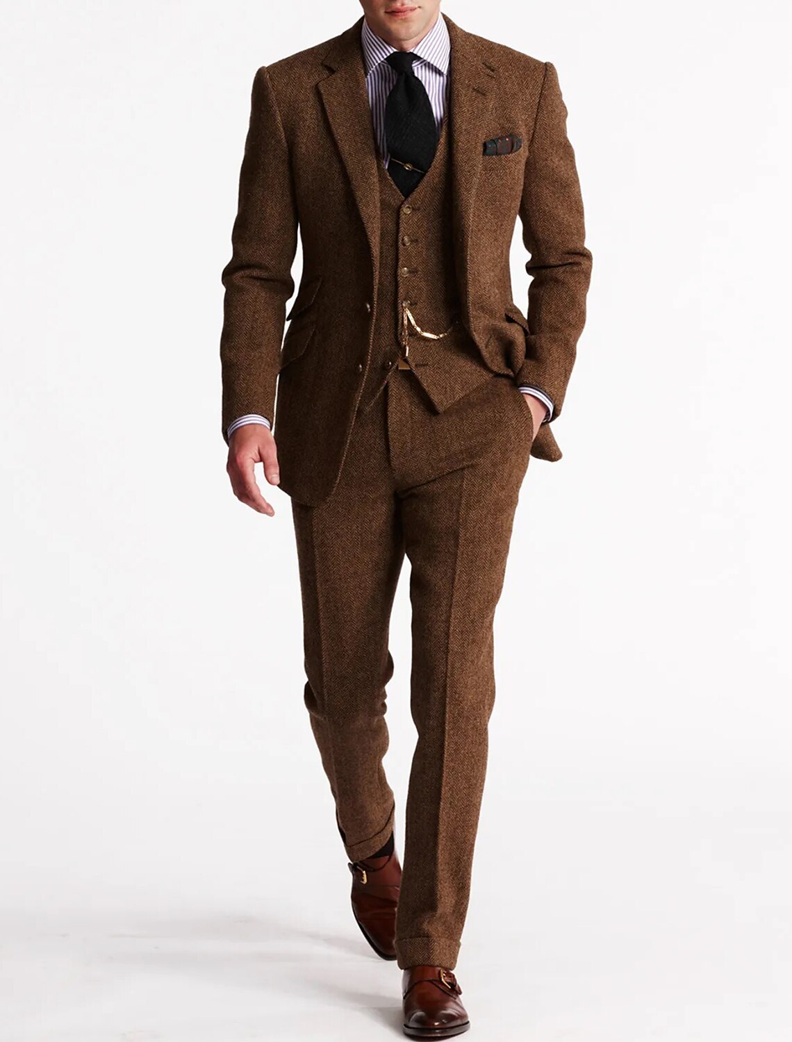 Elegante Drie-Delige Tweed Tuxedo voor Heren
