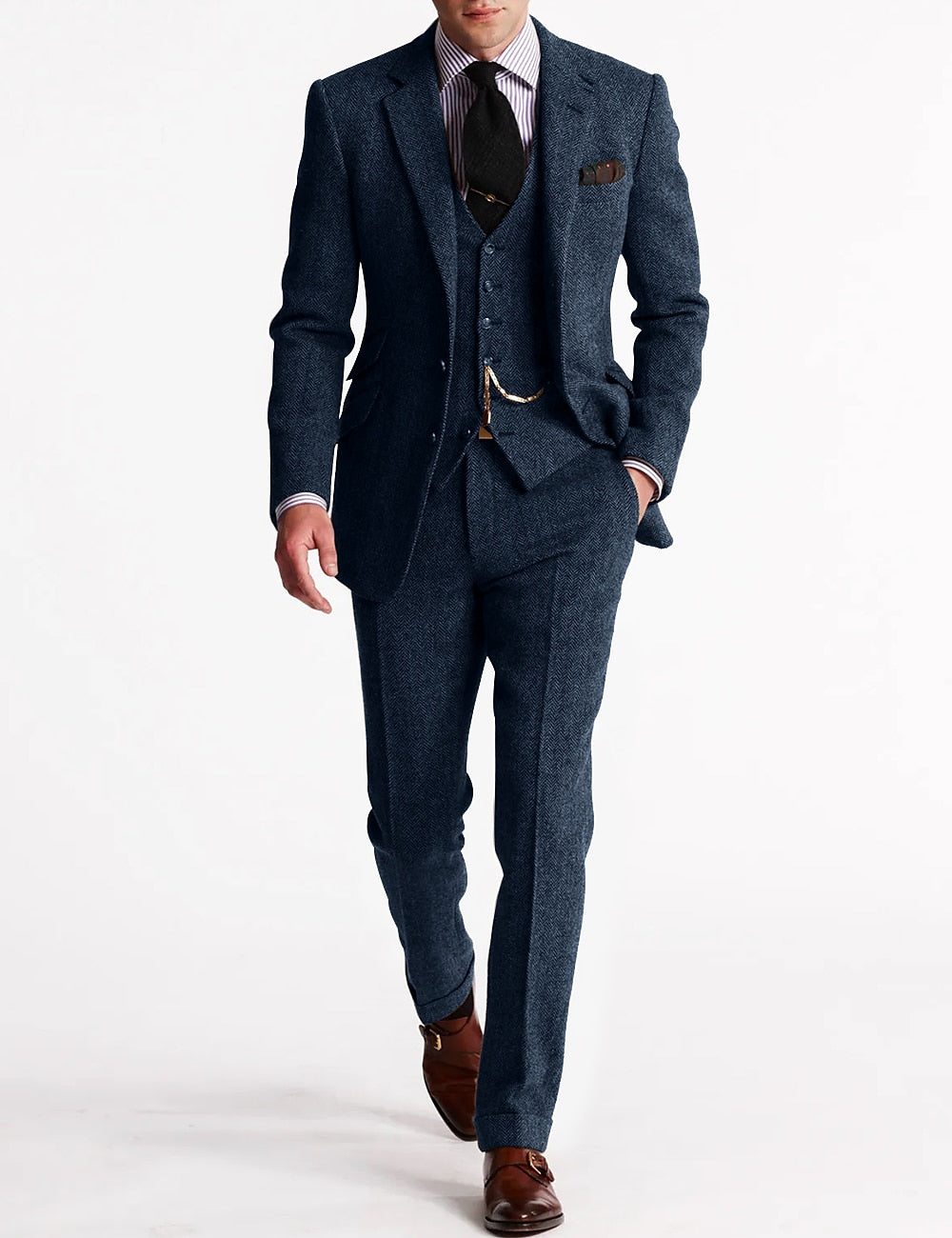Elegante Drie-Delige Tweed Tuxedo voor Heren
