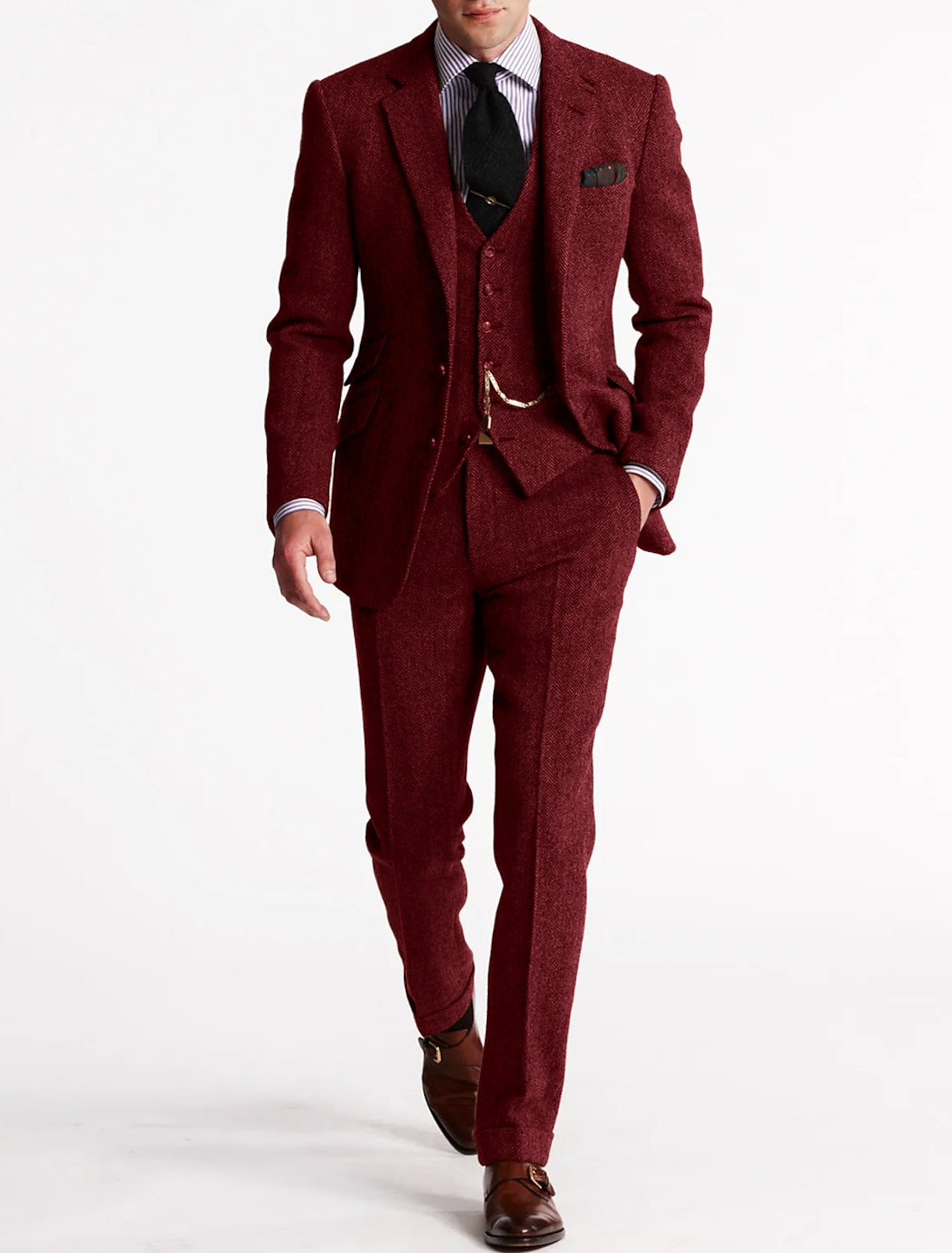 Elegante Drie-Delige Tweed Tuxedo voor Heren