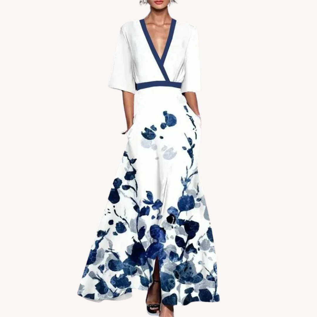 Dames Katoenen Maxi Jurk met Bloemenprint – Elegant en Comfortabel