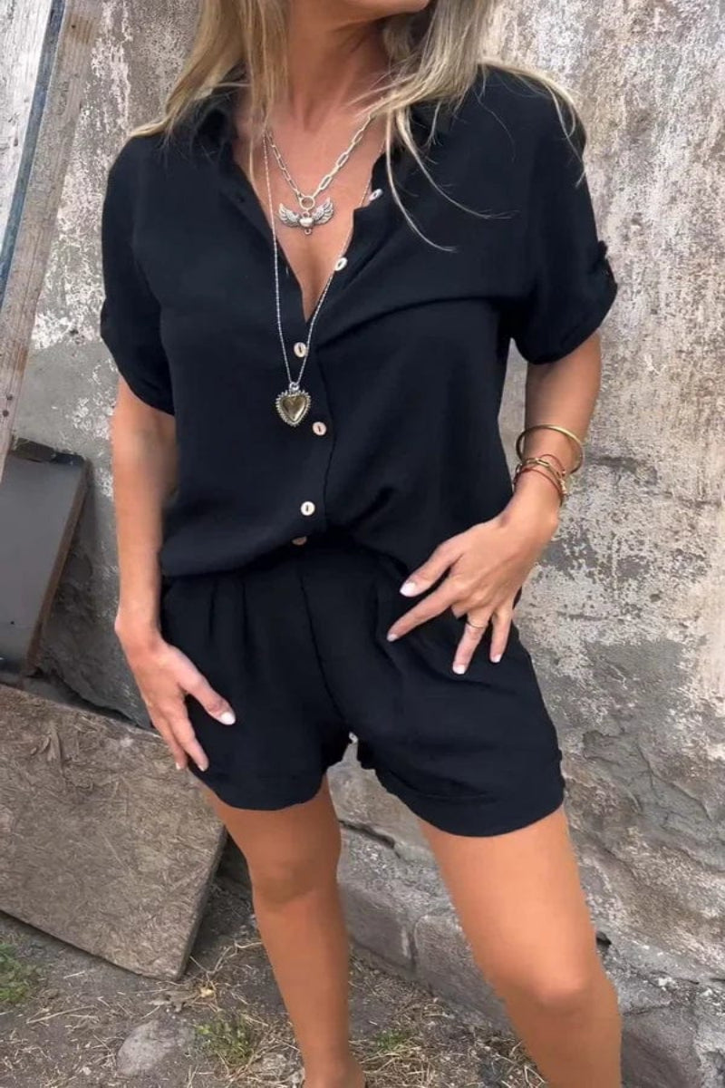 Dames Linnen Co-ord Set – Shirt en Shorts voor de Zomer