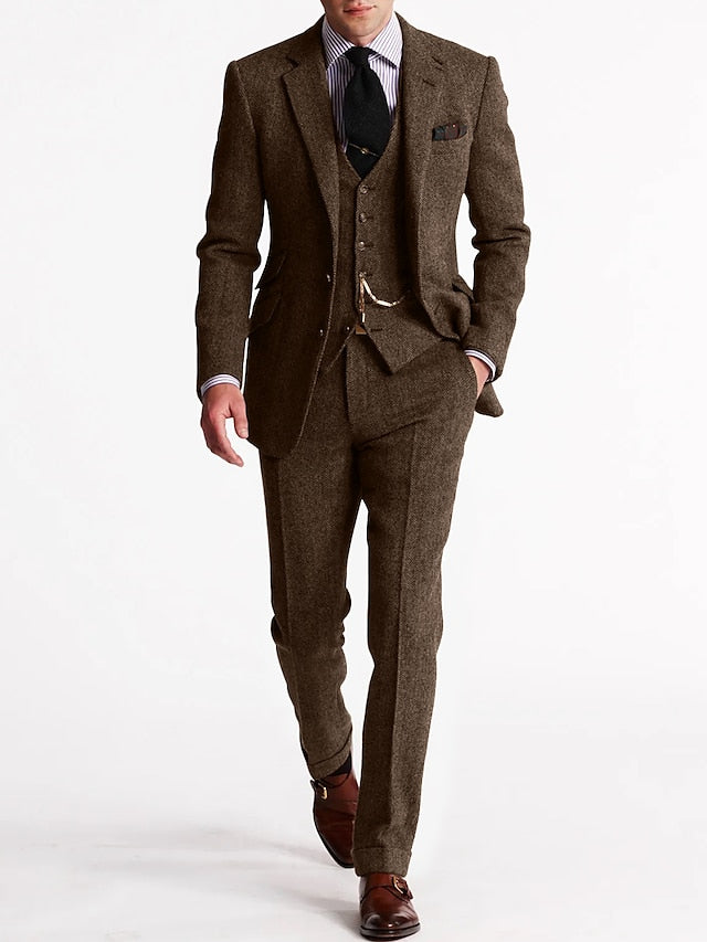 Elegante Drie-Delige Tweed Tuxedo voor Heren